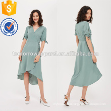 Green Tie Sleeve Wrap Dress OEM/ODM Manufacture Wholesale Fashion Women Apparel (TA7116D)